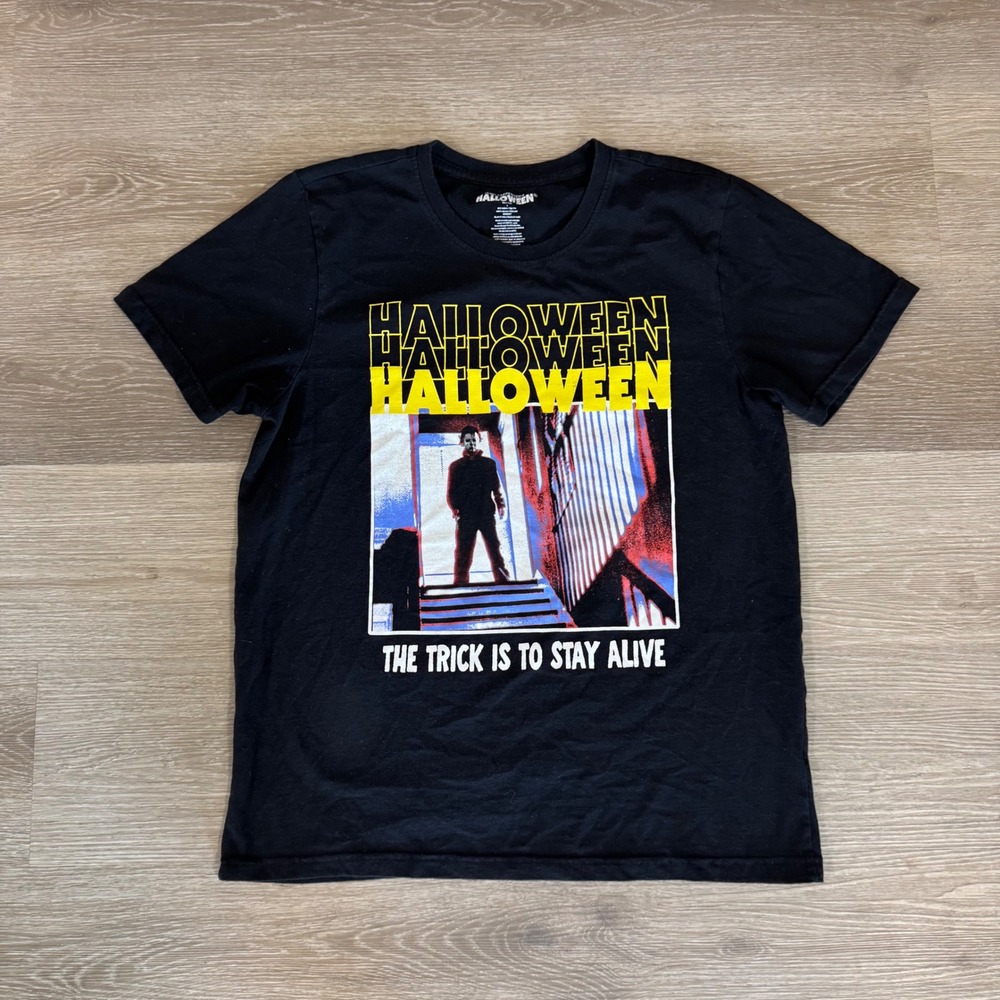 Halloween T Shirt Mens L Black John Carpenter Michael Myers Movie Graphic Tee